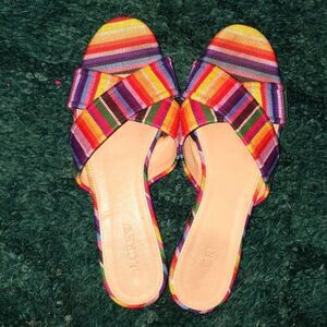 JCrew Multicolor Cora Crisscross slides sz 7